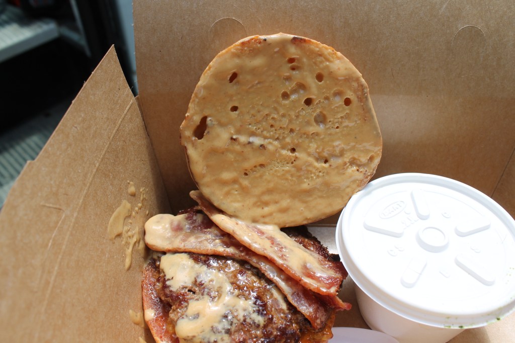 My terrible close up of a delicious PBBJ Burger