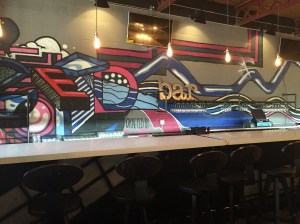 The bar...graffiti spells out "Street Food"